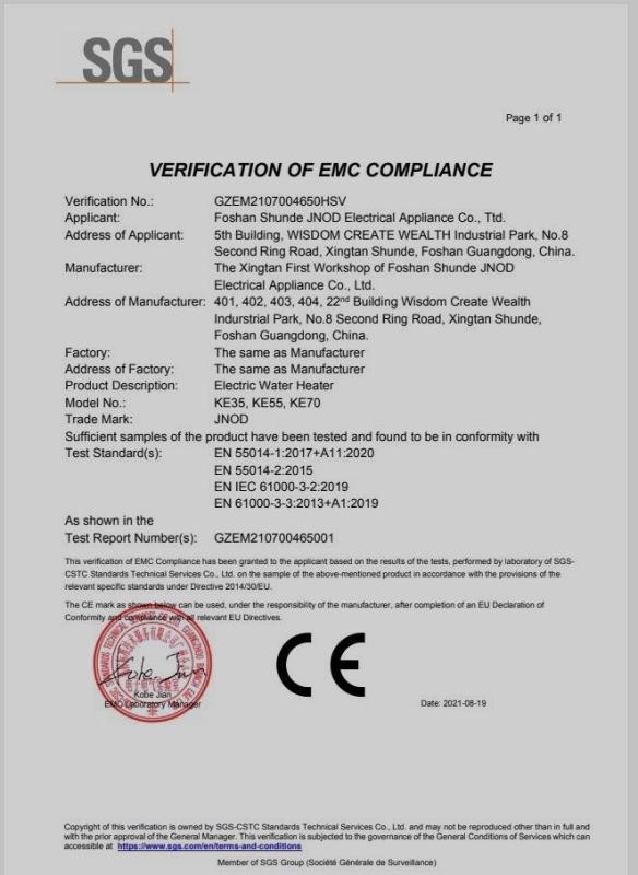 CE - Foshan Shunde Jnod Electrical Appliance Co., Ltd.