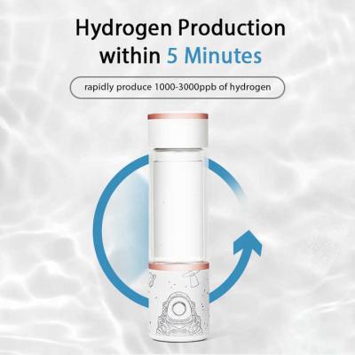 China Rechargeable Glass Portable Bottle Hydrogen Water Generator 1.3ppm-2ppm for sale
