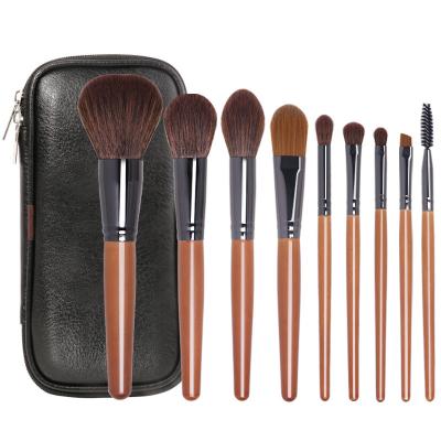 China Angular Blush Fisman Makeup Lady Logo Wooden Professional Custom New Luxury Goat Hair Makeup Brush Tool Kit for sale