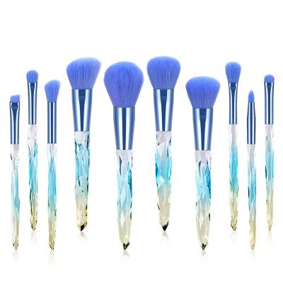 China Angular Blush Fisman Crystal Makeup Brush Diamond Handle Fan Brush Transparent Makeup Tool Makeup Brush Set for sale