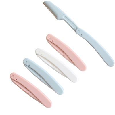 China 2022 Macro Stainless Steel Lady Blade Hot Portable Folding Eyebrow Razor Set for sale