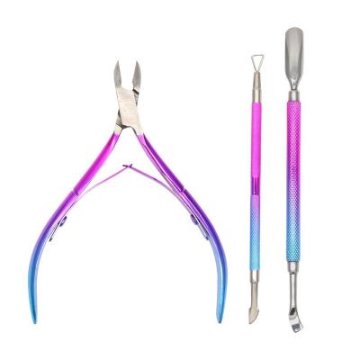 China Special Stainless Steel Pusher Fork For Removing Dead Skin And Nail Enhancement Tool for sale