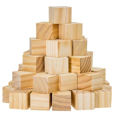 China Europe DIY - Photo Blocks - 1.5 Inch Unfinished Natural Wood Blocks 50 Pieces Wooden Cubes for Arts and Crafts for sale