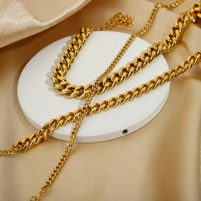 China BOHEMIA Punk Miami Anklets Women Foot Jewelry Gold Plated 3mm 6mm 8mm Cuban Link Stacking Anklet Chain 316l Stainless Steel for sale