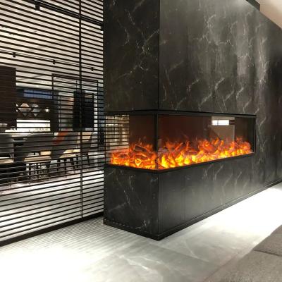 China Contemporary Modern High Quality Hotel Large Electric Wall Insert Without Heating Smart Three Sided Decor Electric Fireplace for sale