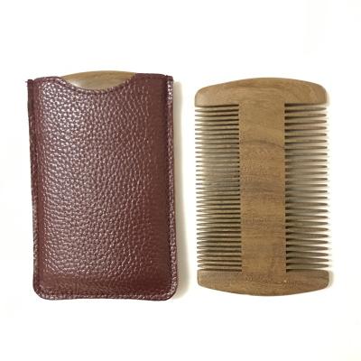 China Strong And Durable Double Sided Wooden Beard Pocket Sandalwood Gold Travel Comb for sale