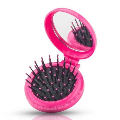 China Customization Double Sided High Quality Mini Pocket Hair Brush And Hand Portable Makeup Mirror for sale