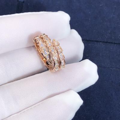 China Elegant 18K Gold 2 Row Diamonds Serpenti Viper Ring Diamond Ring Yellow Gold White Gold for sale