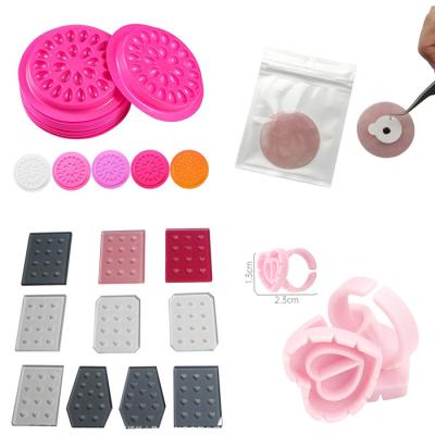 China 100pcs Heart Shape Plastic Disposable Eyelash Glue Ring New Arrival Rose Wick Extension Flower Cup Holder for sale