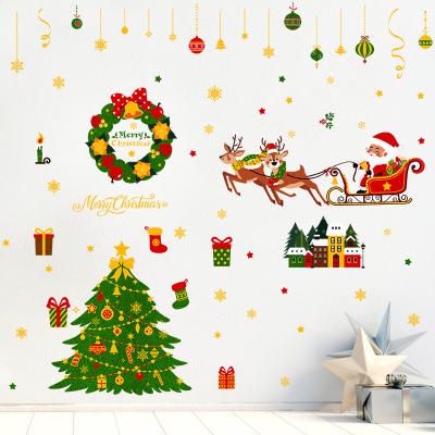 China Christmas Snowflake Wall Decal Santa Claus Snowman Xmas Christmas Vinyl DIY Self-Adhesive Merry Christmas Wall Decals Stickers Window Clings for sale