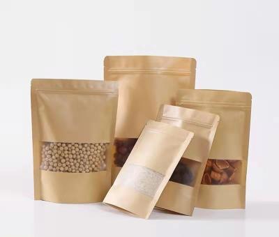 China Factory Wholesale Recycled Kraft Paper Materials Zip Lock Bag Thickness Brown Kraft Paper Bag for sale