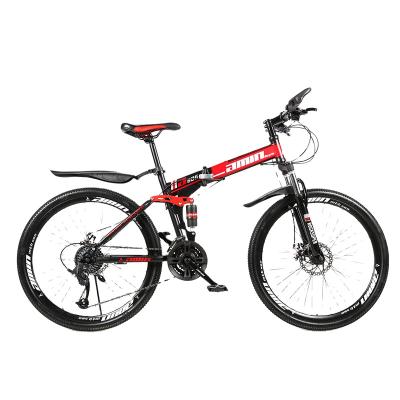 China Flat Dirt Mountain Bike 27 Speed Double Shock Absorption All In One Wheel Folding Mountain Bike for sale