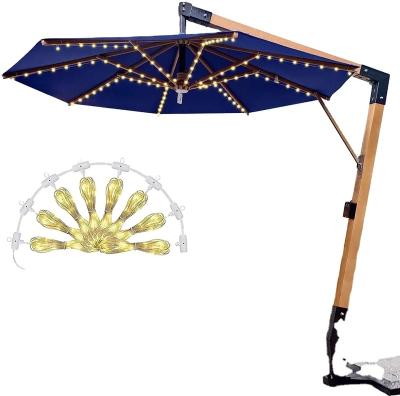 China Hot Sale White Solar Powered Led Umbrella String Light Waterproof 8 Functions For Outdoor Camping Tent Lamp Beach Garden for sale