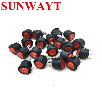 China PA66/PC round rocker switch with light 2 position on off red 3pins blue used for instrument power switch for sale