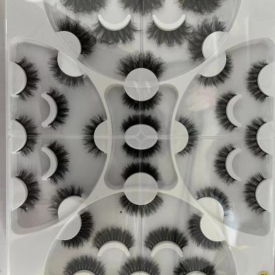 China Dramatic Fluffy Natural Tapered Mink Long D Loop Eyelashes 6D Synthetic Fiber 18 Pairs Lashes Kit With Custom Packaging Box for sale