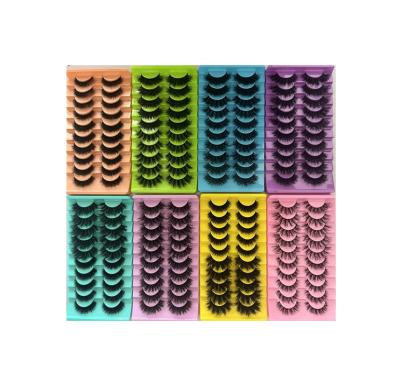 China Dramatic Customizable Seller Natural Luxury Synthetic Fiber False Eyelash 10 Pairs 3D Kit Faux Mink Full Strip Lashes for sale