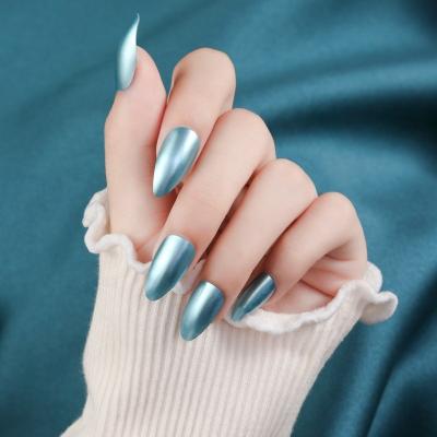 China False Nails French Ballerina Nail Tips Long Full Cover Acrylic French Nail Art Gray Style Finger 24 pcs Color for sale