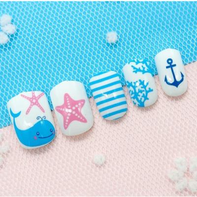 China Easy Apply 24pcs/box Pre-Glaze Full Cover Short Kids Kids Nail Salon Cute Fake Nails Kids Press On Nails for sale
