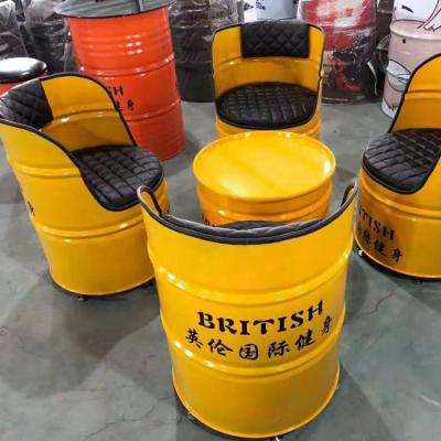 China (Other) Adjustable Oil Drum Chair Powered Sheet Metal Round Oil Drum Liner Furniture for sale