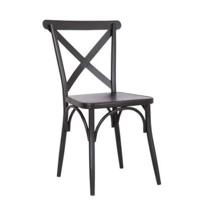 China Dining Chair 2018 Hot New Products Wedding Stackable Steel Frame Cross Back Chairs for sale