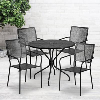 China Modern Outdoor Dining Garden Patio 4 Chair Table Stacking Folding Outdoor Furniture Set for sale