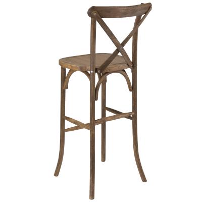 China Vintage Modern American Style Wooden Bar Stool High With Cross Back for sale