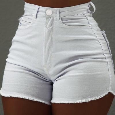 China LANOZY Solid Color QUICK DRY Hot Casual Slim Women Shorts Pants With Pocket Jeans High Waist Denim Shorts For Women for sale