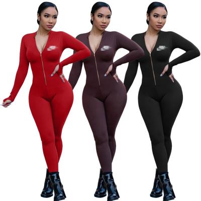 China Factory Wholesale Autumn Waterproof LANOZY Custom Logo Yoga Sets Tight Zipper Long Sleeve Sports Bodycon Hip-lifting Overalls For Women for sale