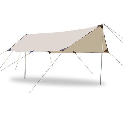 China Folding Storage Tarp Folding Waterproof Storage Umbrella Sun Shelter Beach Tarp Tent Khaki for sale