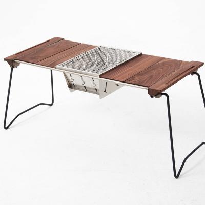 China Modern Outdoor Igt Folding Camping Black Walnut Table BBQ Camping Picnic Easy Folding Table for sale