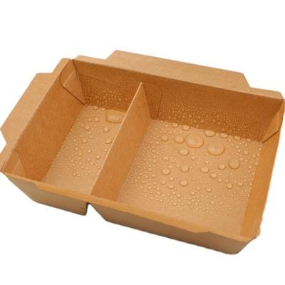 China Customized Packaging Disposable Kraft Paper Box With Separate Window Lid For Salad for sale