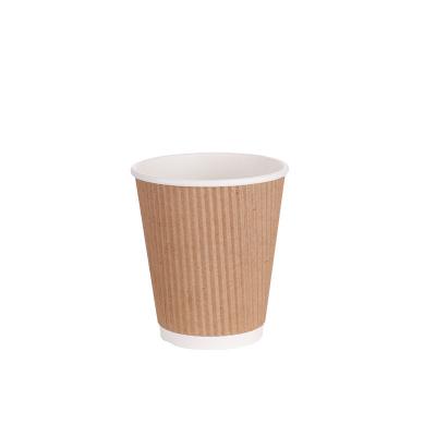 China PLA Ripple Wall 8oz Recyclable Paper Brown Coffee Cup for sale