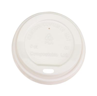 China hot selling 100%biodegradable 80mm 90mm PLA 100% CPLA compostable coffee cup plastic lids for sale