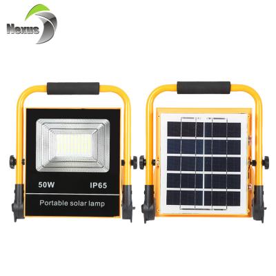 China New design sports stadiums ip65 waterproof 50w 100w portable fishing camping integrated solar led floodlight for sale