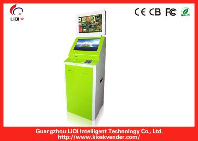 China Green Steel Self Service Payment Kiosk Ergonomically With Touch Screen for sale