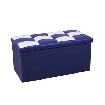 China Yiwu Viable Wholesale Living Room PVC Leather Storage Box with Lid and Foldable Storage Stool Organizer for sale