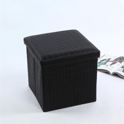 China Wholesale Viable Black Living Room PU Leather Foldable Storage Boxes Home Trash Cans With Lid for sale