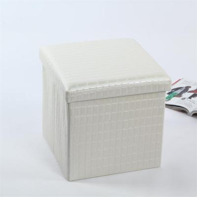 China Modern High Quality Living Room PU Leather Foldable Storage Stool For Home Furniture for sale