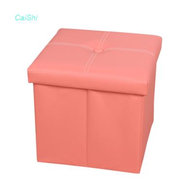 China New Popular Foldable Living Room Folding Cartoon Leather Stool For Kids for sale