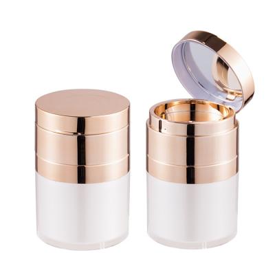 China Flip Cap 15g 30ml Round White Plastic Airless Pump Jars For Skin Care Products for sale