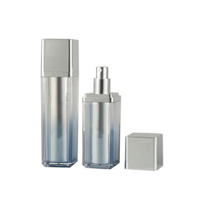 China 30ml 15ml Square Clear Plastic Cosmetic Twisted Airless Bottle With Pump for sale