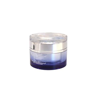 China 15g 30g Round Plastic Blue Empty Acrylic Day Cream Jars Cosmetic Packaging for sale