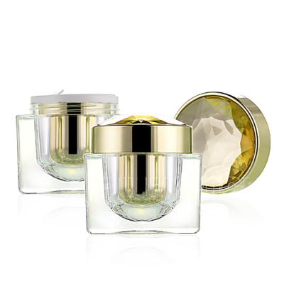 China 15g 50g Square Plastic Gold Acrylic Cosmetic Jar For Face Cream containers for sale