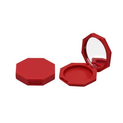 China Matte Red Plastic Empty Hexagonal-Pulver-Vertrag, der mit Spiegel verpackt zu verkaufen