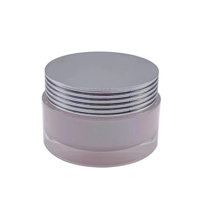 China Pink Plastic Skincare Empty Face Cream Jars 30g 50g With Screw Lid for sale