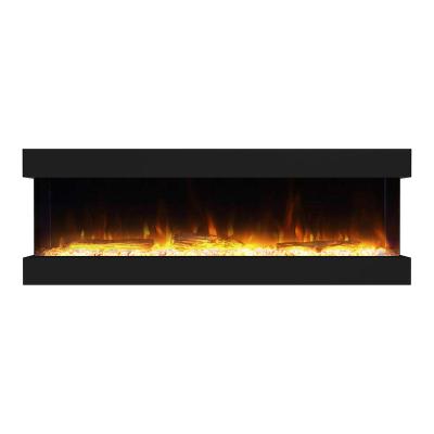 China Hotel LUXSTAR 40 50 60 72 Inch 3 Sides Heater 3D Place LED Electric Realistic Flame 3 Sides Wall Insert Electric Fireplaces for sale