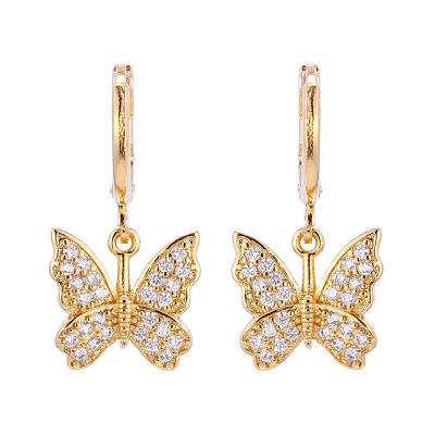 China XUNBEI 2021 New Fashion Trendy Trendy Environmentally Friendly Jewelry Gold Butterfly Stud Earrings For Women Popular for sale