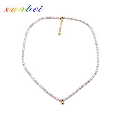 China Gold CLASSIC Necklaces Pearl Jewelry Fashion Natural 2-3mm Freshwater Pearl Necklace for sale