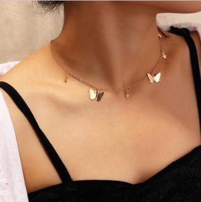 China Fashion Trendy Star Butterfly Gold Jewelry Necklace XUNBEI Custom Simple Pendant Necklace for sale