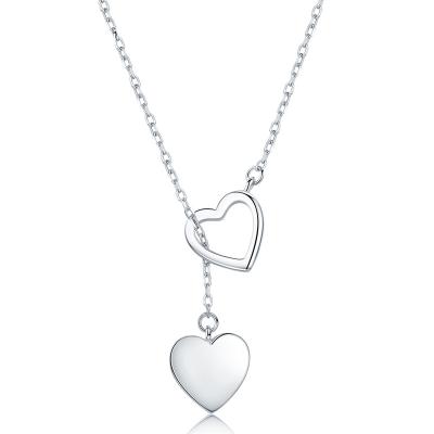 China Fashion CLASSIC CLASSIC Charm 925 Sterling Silver Double Heart Necklace Jewelry Women 2020 for sale